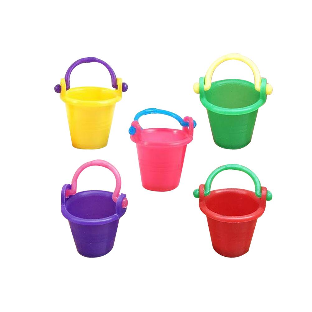 10 Pcs Mini Buckets Crafts Sand Toys Beach Plastic Miniature Pail Small House Decoration