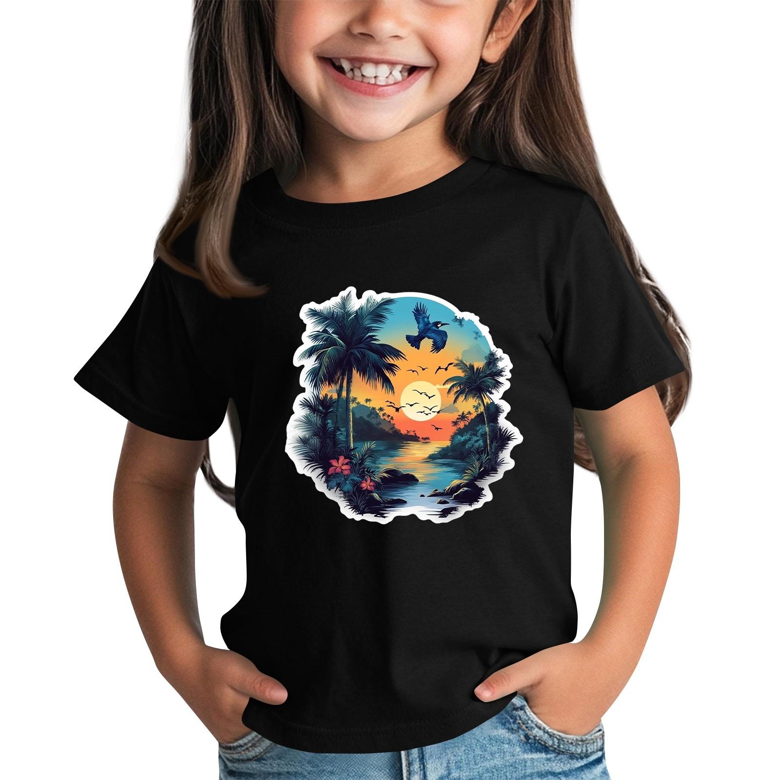 

Детская модная повседневная футболка с круглым вырезом и короткими рукавами 160 чёрный