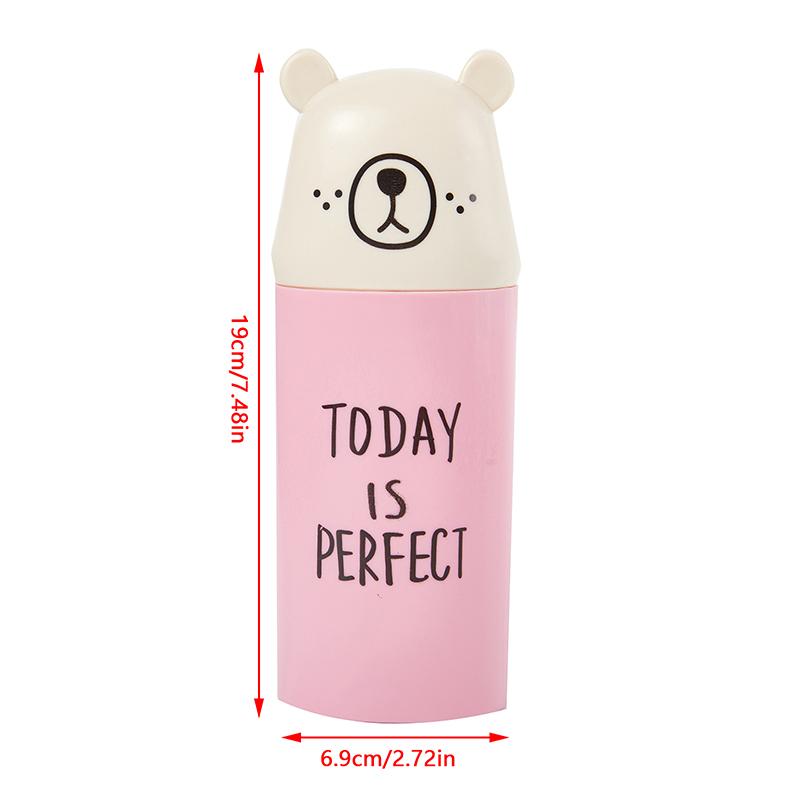 

Портативный дорожный стаканчик для зубной щетки, чехол в виде мультяшного медведя, держатель для зубной пасты, органайзер для ванной комнаты, аксессуары, футляр для хранения зубных щеток, коробка розовый