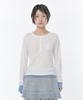 HUG YOUR SKIN Flower Henley Neck Long Sleeve Tee (White)