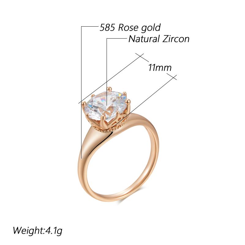 Luxury Shiny Big Natural Zircon Rings For Women Fashion  Rose Gold Color Bride Wedding Ring Daily Fine Jewelry