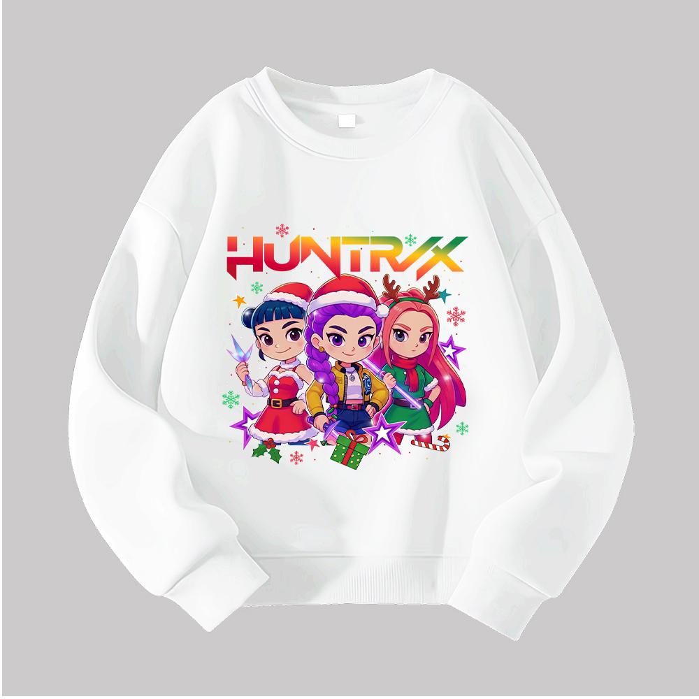 HUNTRX Devil Hunter Weihnachten Kinder Rundhals-Sweatshirt mit Rumi, Mira, Zoey Design für festlichen Spaß