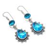 Natural Swiss Blue Topaz Gemstone 925 Sterling Silver Earring 2.13" I1y40