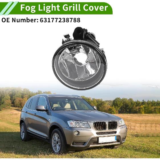 

No.63177238788 Fog Light Grill for BMW X3 2011-2014 Clear,Black Right Front Lower Bumper Fog Light Cover Inserts ABS 1 Pc