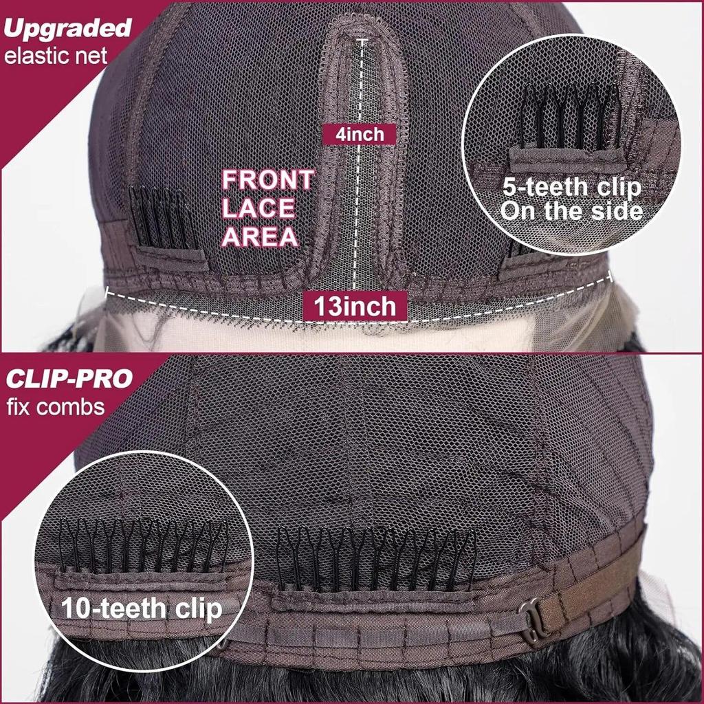 LOUIS FERRE Long Deep Wave Wig Brown Highlight Crimps Curl Synthetic Hair Wigs Lace Front Wig for Women with Babyhair for Daily