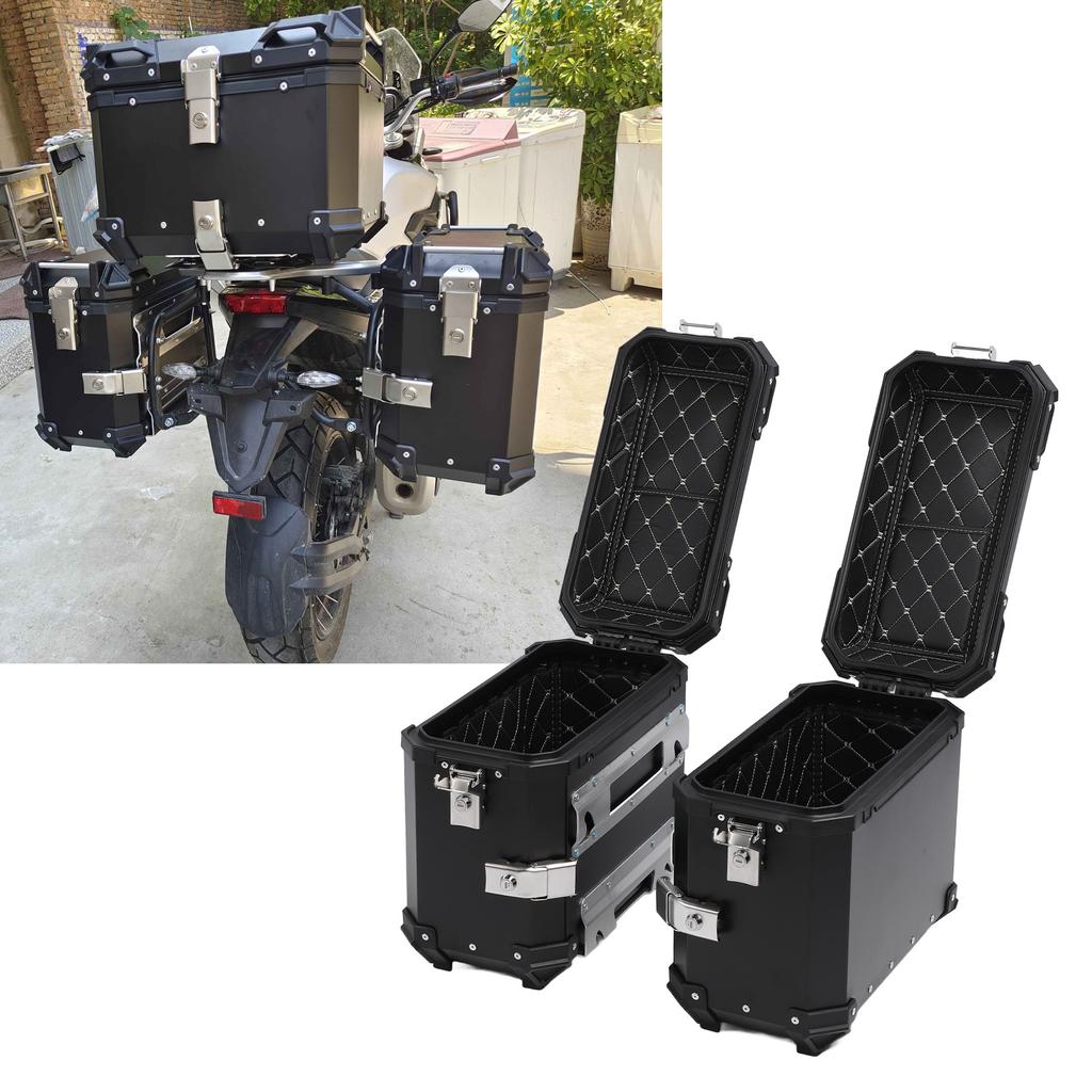 35L Motorcycle Side Case Aluminium Alloy Motorbike Hard Side Saddlebag Box with   Lock Mounting Bracket for Riding Gear Helmet