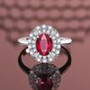 Custom Design S925 Sterling Silver Women's Ring with Green, Blue, and Pigeon Blood Red Inlaid 3 Carat Gemstones