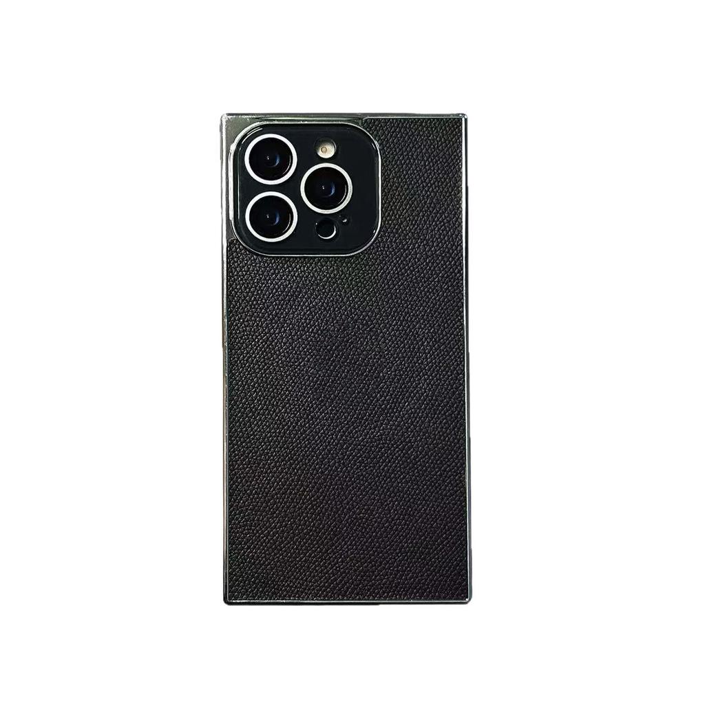 Square lychee pattern mobile phone case is suitable for Apple 16PROMAX trend 14/15 hard case 13PROMAX lens film