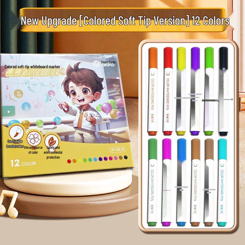 

Zhi Pai 12-Color Washable Oil-Based Soft-Tip Whiteboard Markers for Children s Graffiti and Blackboard Drawing
