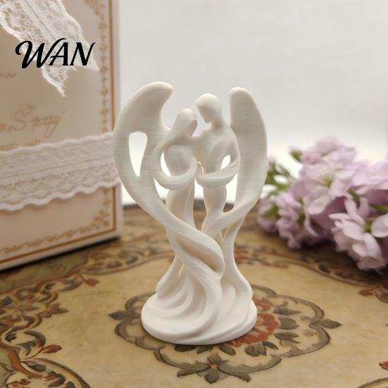 Pure White Angel Decor Mother And Child Ornaments 3D Printed Smooth Lines Versatile Home Decoration Compact Decorative Figurine Symbolizing Protection