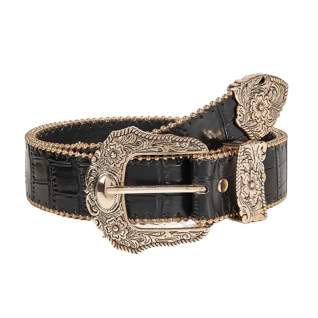 Fashion Leopard Pattern Belt Popular Waistbelt for Women Decorative Pants Belt Cool Carved Buckle Belt Waist Accessories