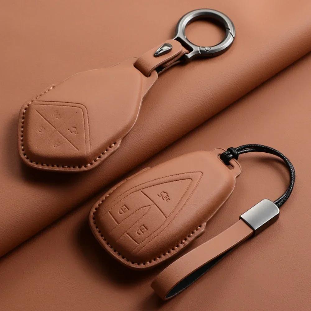 Leather Car Key Case Cover Holder Keychain Protective Shell for Changan Deepal S7 SL03 UNIT UNIK CS35 Plus CS55 Plus CS75