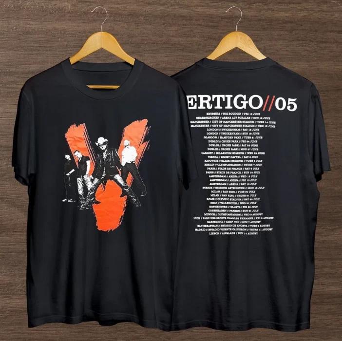 

U2 Vertigo Tour 2005 T-Shirt, Vintage U2 Rock Band Double Sided T-Shirt Gifts S