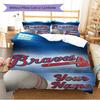 Name Custom Atlanta Braves Pattern Bedding Set Quilt Cover Pillowcase Home Decor Gift (1 * Duvet Cover + 2 * Pillowcase, Without Core)