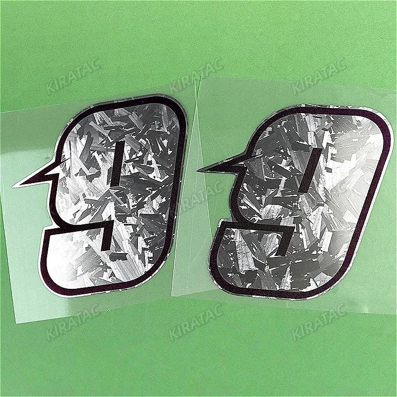 1PC Silver Carbon Fiber Arabic Numerals Motorcycle Stickers Waterproof Vinyl Decals for BMW KTM YAMAHA Kawasaki Suzuki Honda