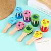 Castañuelas de Madera de Dibujos Animados para Niños Sonajas de Cinco Tachuelas Campanas Sonoras Clapper de Mango Instrumentos Musicales Juguetes Juguetes Educativos Para Niños