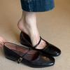 Genuine Leather French Retro One-word Buckle with Mary Jane Shoes Women's Flat Temperament Shallow Mouth Single Shoes Small Leather Shoes