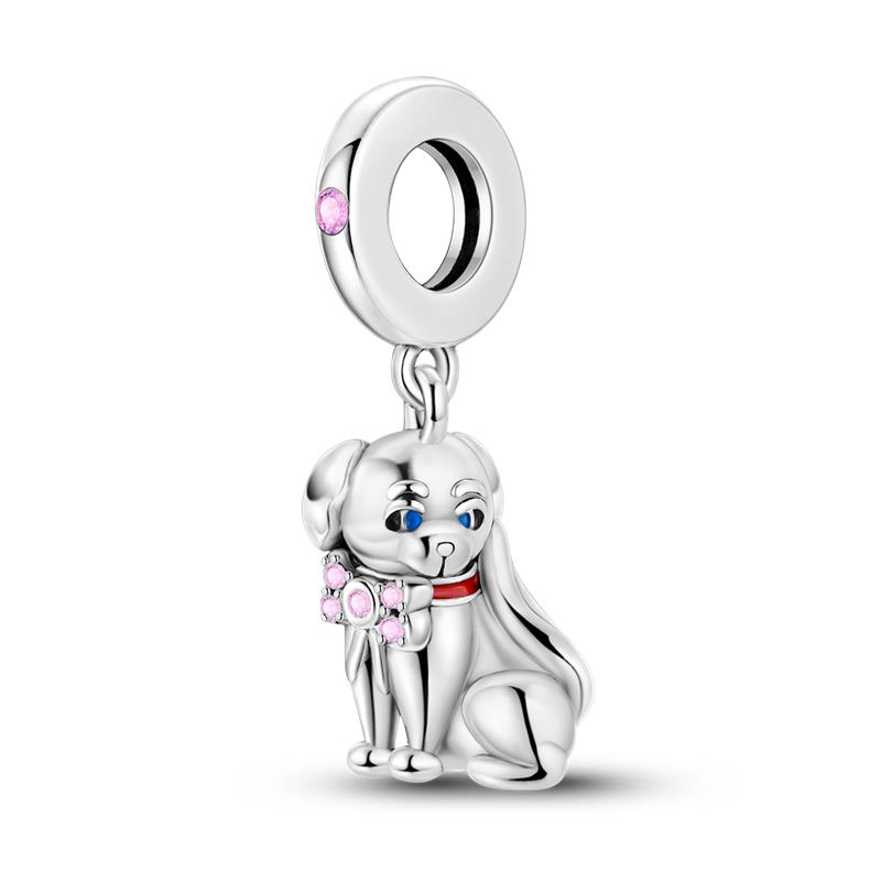 Compatible With Pan Authentic Original Bracelets Cute Pet Kitten Puppy Sheep Cute Colored Zircon Bead Components Do It Yourself High Quality Fine