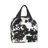 Animal Cowhide Texture Cow Print Lunch Bag for School Office Picnic Leakproof Insulated Cooler Thermal Lunch Box Women Children