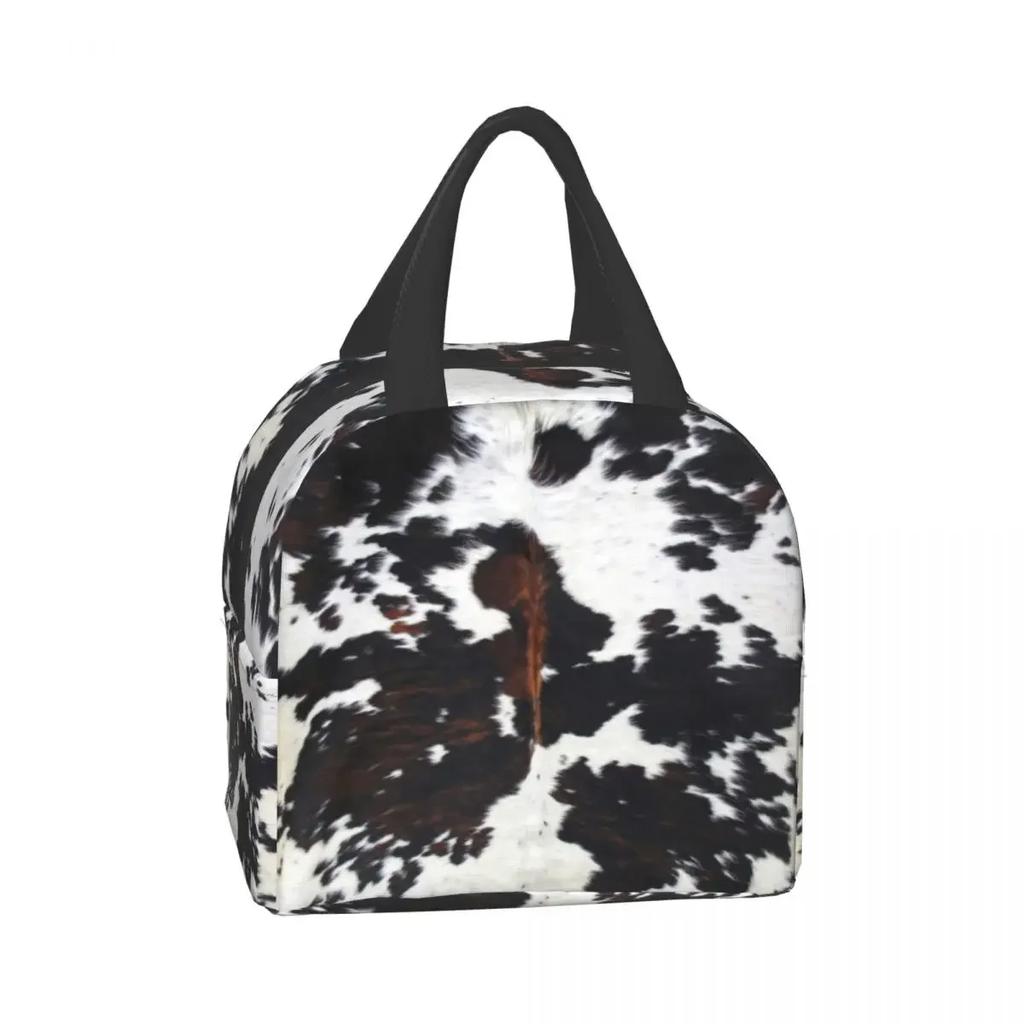 Animal Cowhide Texture Cow Print Lunch Bag for School Office Picnic Leakproof Insulated Cooler Thermal Lunch Box Women Children