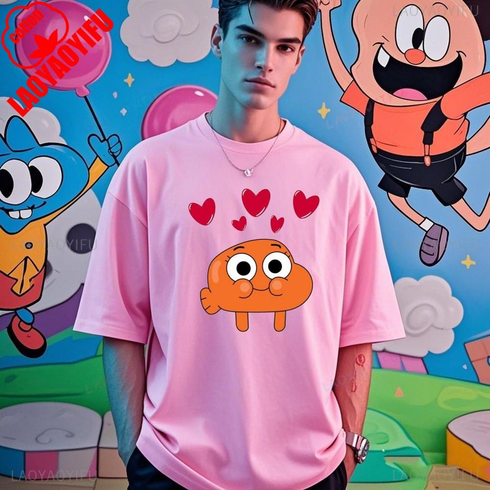

Милые The Amazing World of Gumball Гамбол и Дарвин Футболки Мужские Отлично подходят для Бега и Повседневной Носки по Выходным S