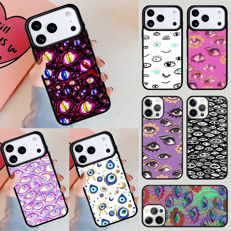 Eyes Pattern Phone Case For iPhone 17 Air 14 15 13 12 Max Cover For Apple 14 15 16 16e 11 Pro Max Plus