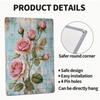 Vintage Floral Metal Tin Sign Pink Roses Green Leaves Wall Art 8x12 Inch Home Decor