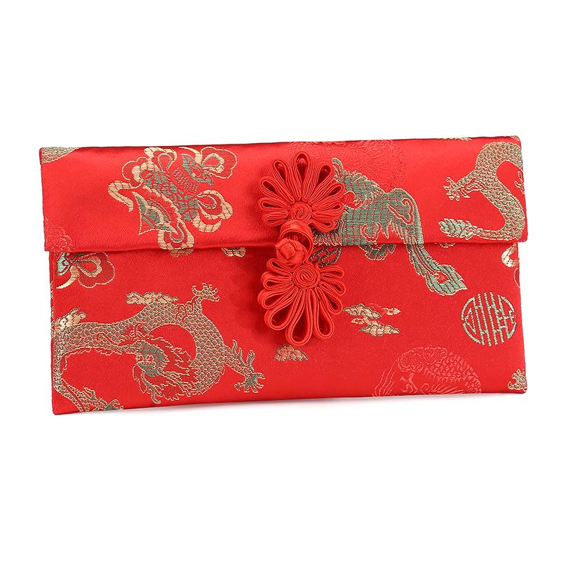 Creative Red Fabric Envelope for Weddings & New Year with Custom Text Logo
