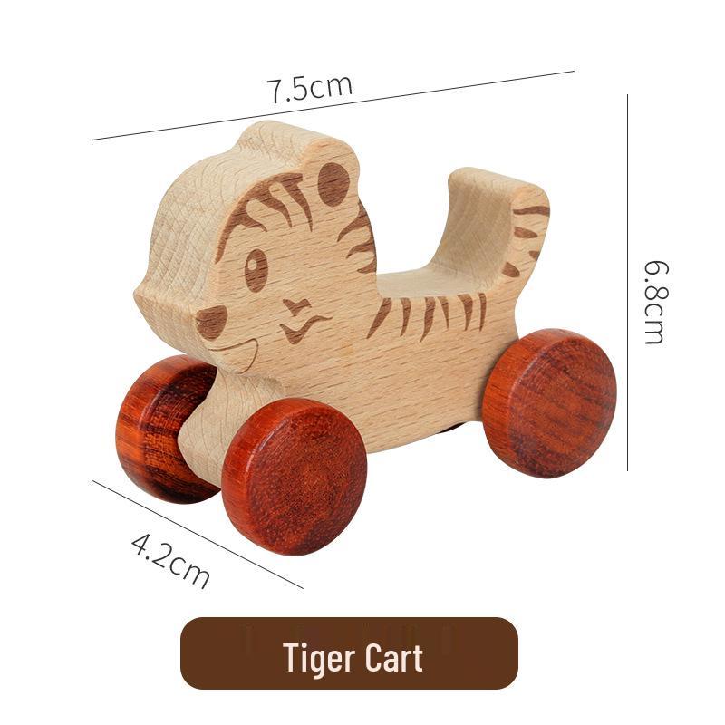 Beech Wood Toy Car - Original Inertia Push Car for Infants, Grasping Training, Solid Wood, Safe for Teething, Educational