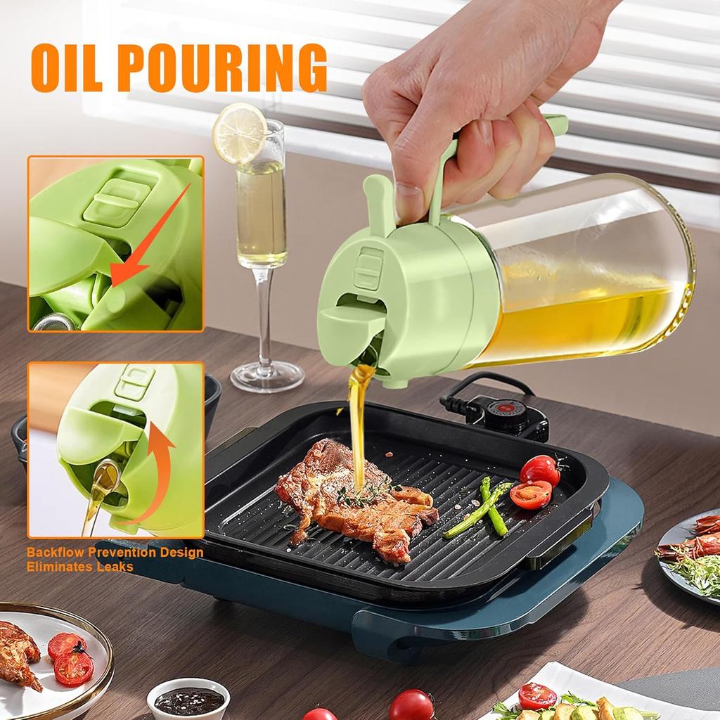 2-in-1 Glass Oil Dispenser Bottle with Spray & Pour System - Heavy-Duty Glass Suitable for Air Fryer, Salad Dressing