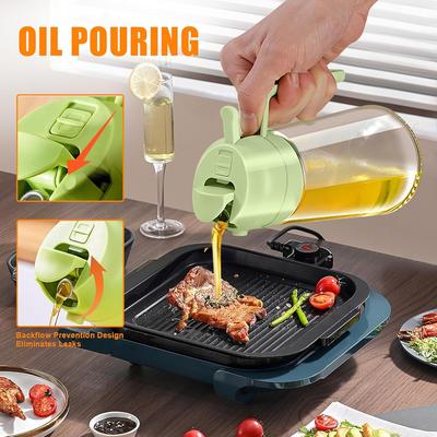 2-in-1 Glas-Ölspenderflasche mit Sprüh- & Ausgießsystem - Robustes Glas, geeignet für Heißluftfritteuse, Salatdressing