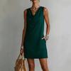 Summer Fashion Women's New Solid Color Ruffled Collar Sleeveless Elegant Sexy Dress