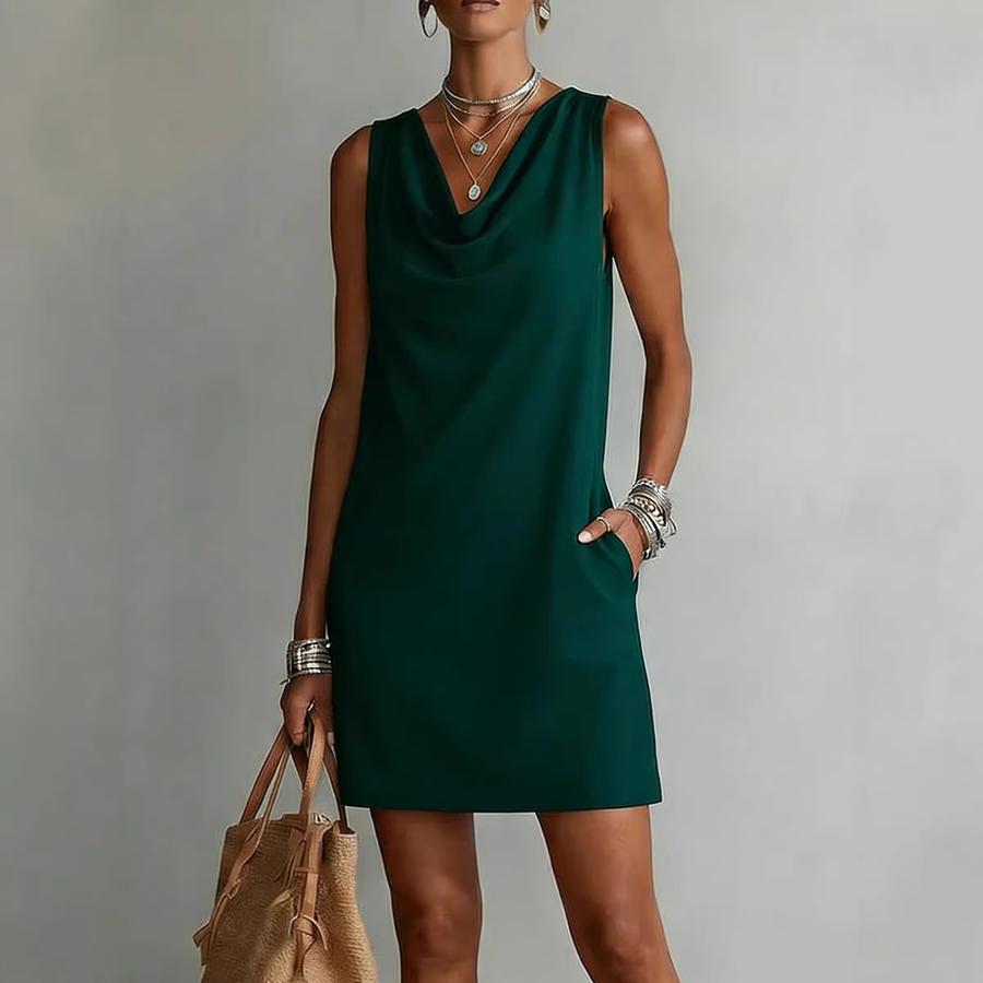 Summer Fashion Women's New Solid Color Ruffled Collar Sleeveless Elegant Sexy Dress