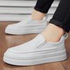 Men's Shoes Spring and Summer New Thick Baseplate Shoes 2025 New One-pedal Casual Leather Shoes White Shoes
