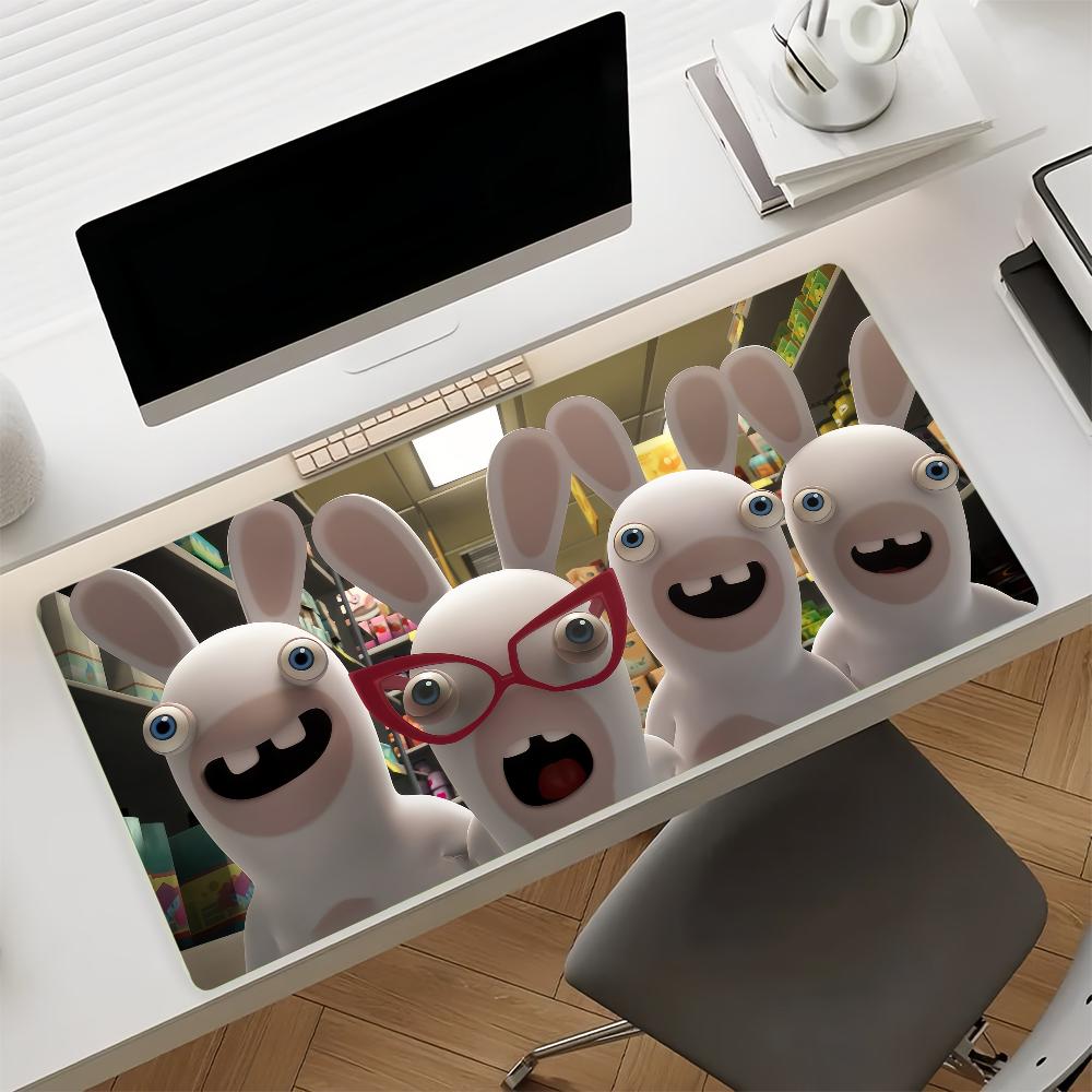 Anime RRaving Cute Rabbids Mouse Pad Nonslip Locking Edge DeskMat PC Laptop Accessories Rubber Office Keyboard Large Game