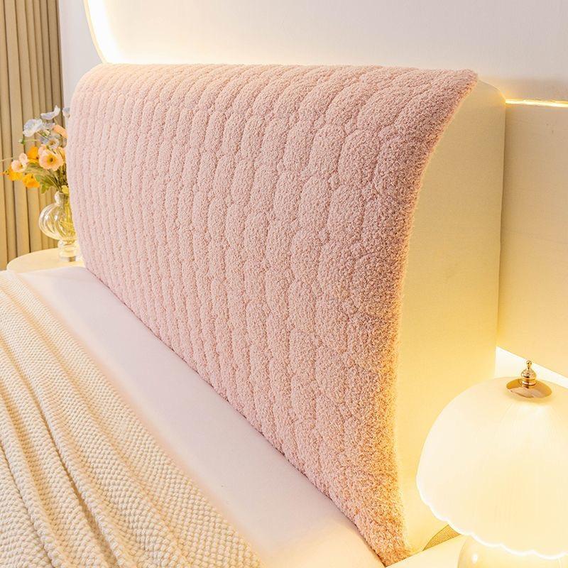 

Elastic Teddy Velvet Cartoon Embroidery Headboard Cover Full-wrap Dust-proof Wooden Bedhead Backrest Cover Removable Washable 120x65cm