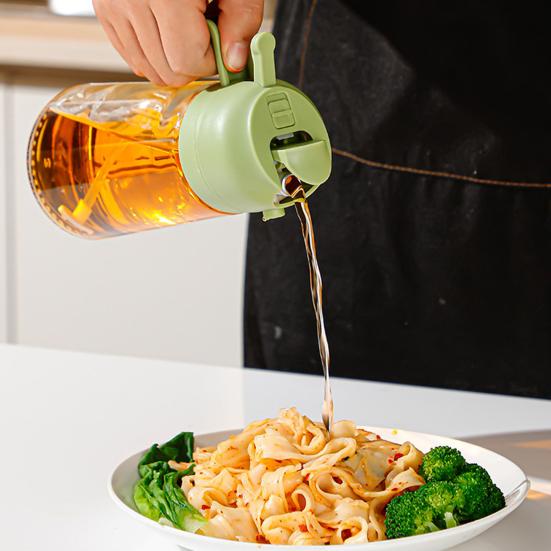 Oil Pot 2-in-1 Design Food Grade PP Lead-Free Glass Transparent Visual Design Cooking Sprayer