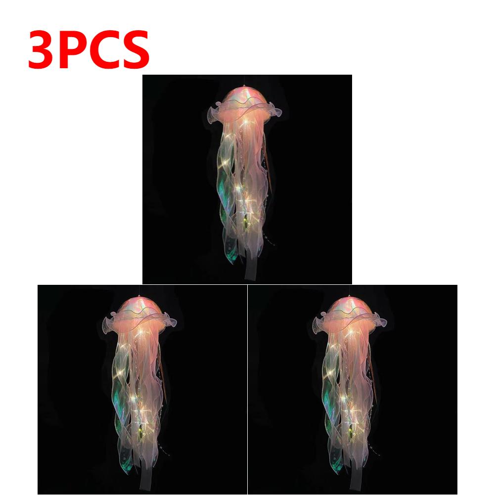 Gradient Jellyfish LED Night Light Handmade Pendant Lamp Colorful Hanging Light for Indoor Outdoor Garden Festival Decoration