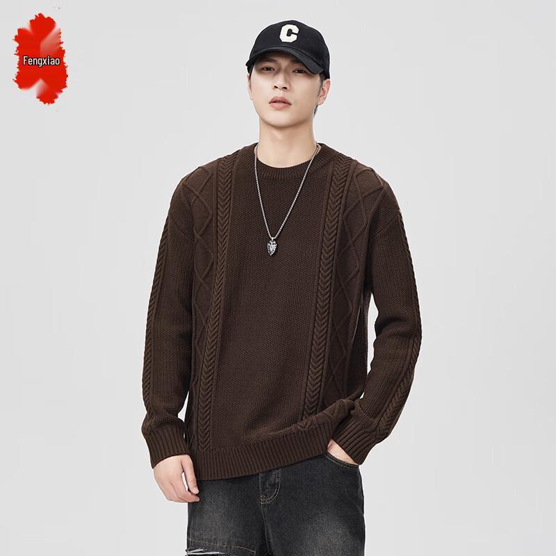 

Men s Chunky Cable Knit Round Neck Sweater 4XL