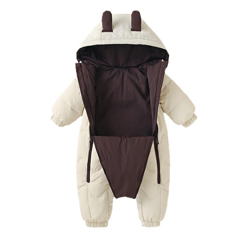 Macacão de Penas Novo Padrão Nacional para Bebês - Traje de Inverno para Engatinhar para Meninos e Meninas