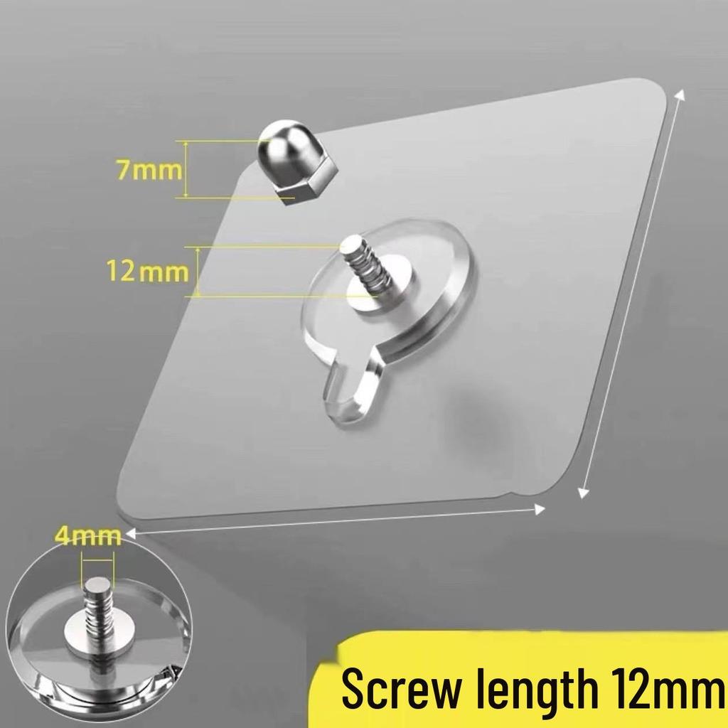 Multi-layer Adhesive Wall-Mount Storage Rack with Transparent Hooks for Bathroom