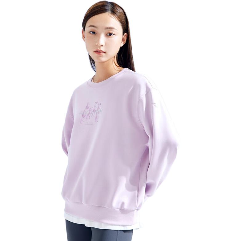 Anta Training Series Solid Color Knitted Crew Neck Sweatshirt Women sweatshirt Vine-Flower-Purple 162337712-3