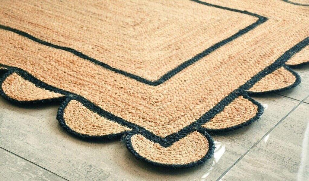 Jute Teppich Läufer Rechteck 100% Naturfaser Bereichsteppich Handgefertigt Handgewebter Teppich Handgefertigt