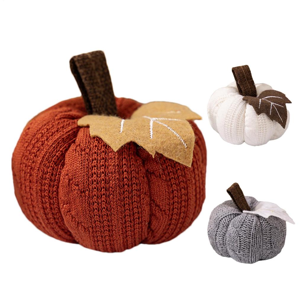 Handmade Knitted Pumpkin For Farmhouse Thanksgiving Harvest Festival Decoration Autumn Artificial Pumpkin Ornament Kids Gift