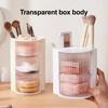 Makeup Brush Holder with Lid Clear Rotating Cosmetic Tool Organizer for Vanity Bathroom Countertop Sliding Door Makeup Accessory Organizer