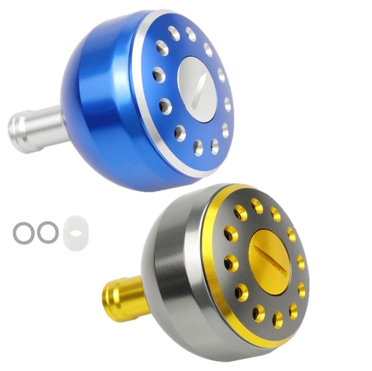 

APAGAI of Aluminum Round Knobs for Spinning Bluefish Power Handle Replacement for Shimano Daiwa 4000 Silver and Silver [Set 2] Reels, Fishing, Knobs,