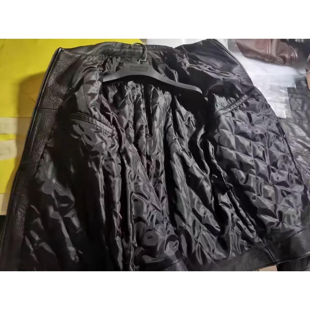 Jachetă din piele naturală pentru bărbați, mărime chinezească, vintage, roșu-maro, din piele naturală de vacă, scurtă, subțire, cu guler răsturnat, jachetă din piele pentru bărbați, primăvară toamnă