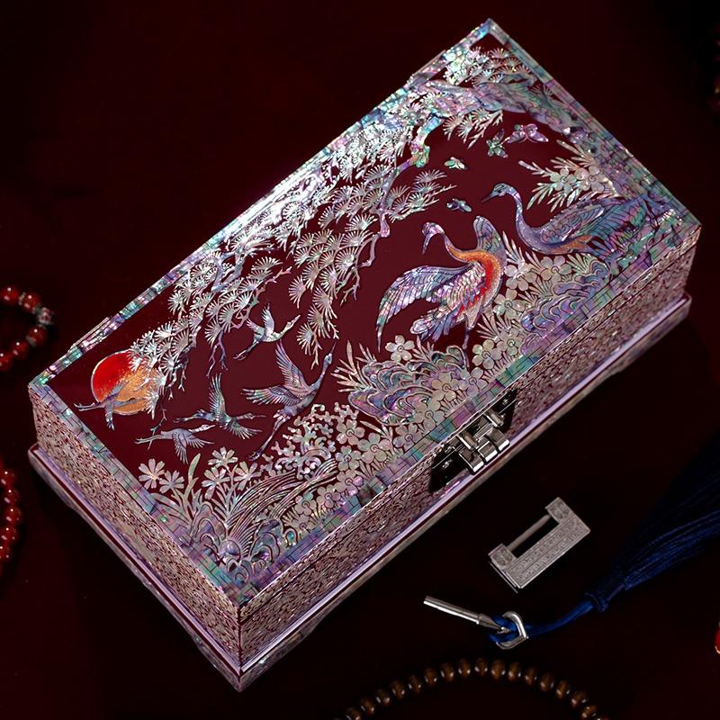 Pingyao Lacquer Jewelry Box Vintage Non Heritage Gold Jewelry Storage Wedding Gift