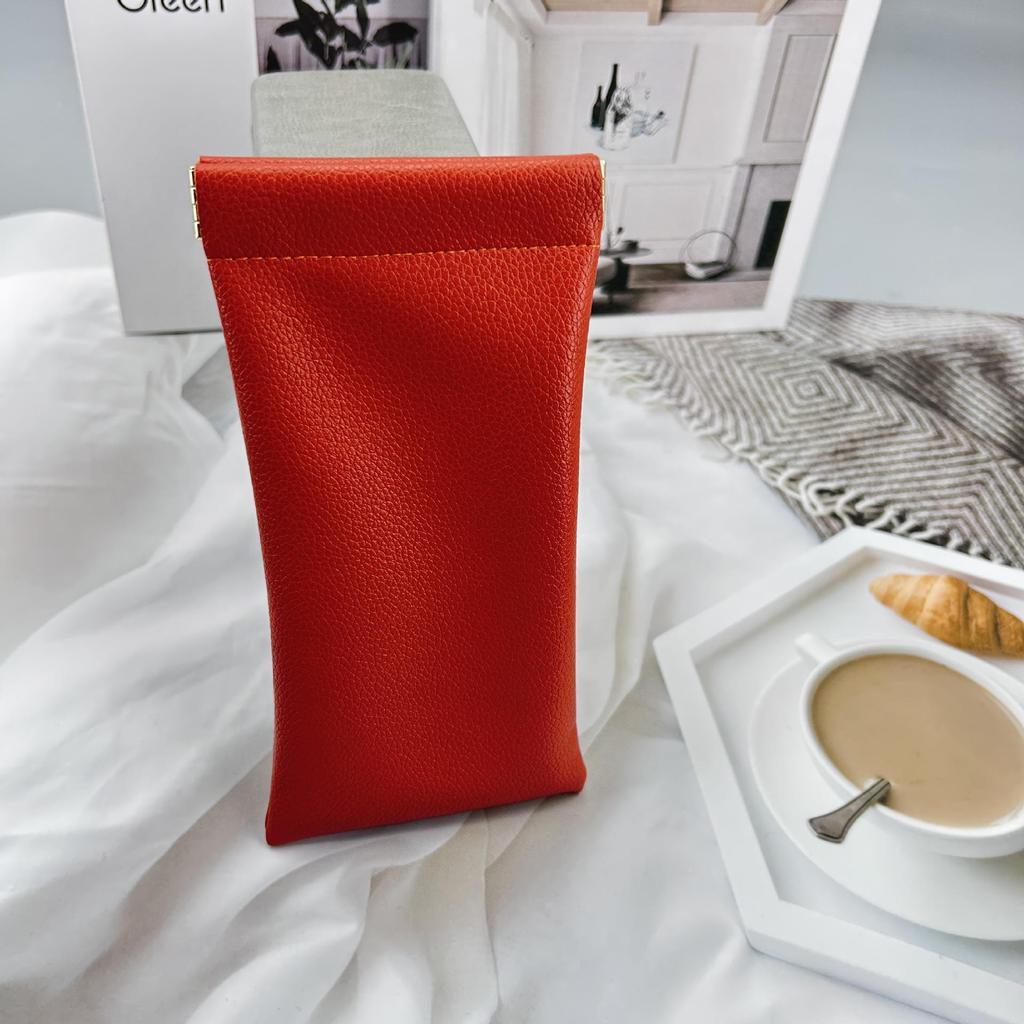 Thickened Leather Open-Mouth Sunglasses & Reading Glasses Dustproof Crossbody Case