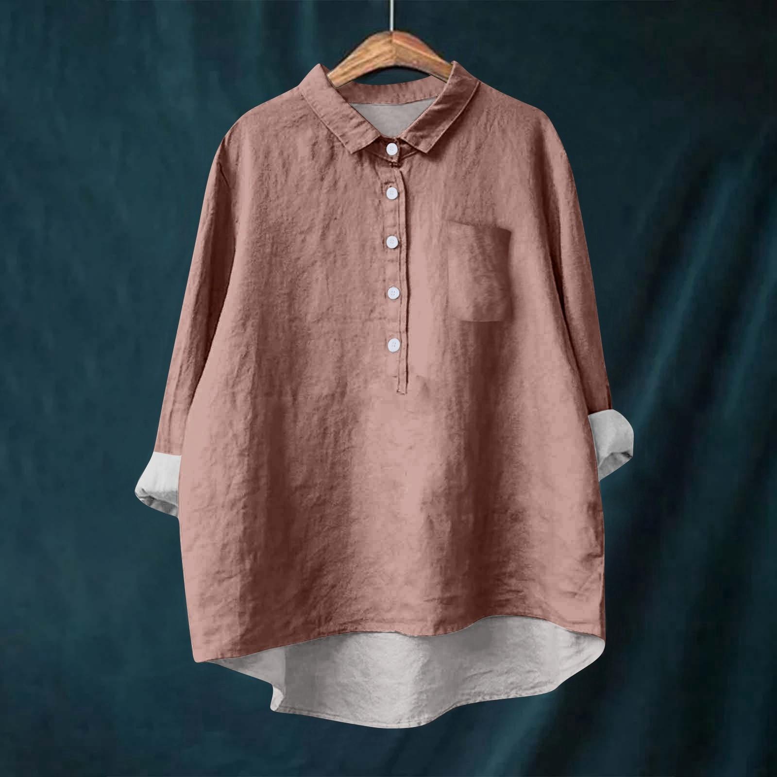 Женская рубашка-блузка с длинными рукавами и пуговицами — фото 12